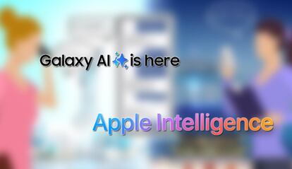 Inteligencia artificial de Apple y Samsung con fondo