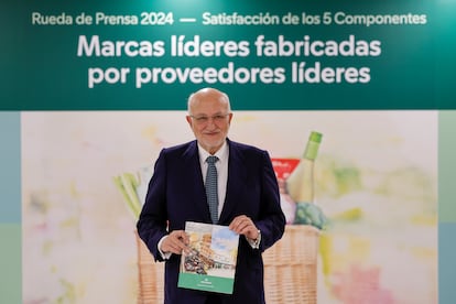 El presidente de Mercadona, Juan Roig, durante el acto de presentación de resultados de la empresa en 2024.