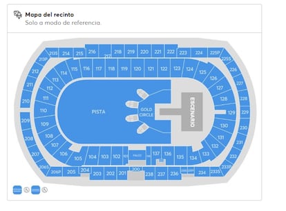 Map of the Estadi Olímpic Lluis Companys, the enclosure where Bad Bunny will give his concert in Barcelona.