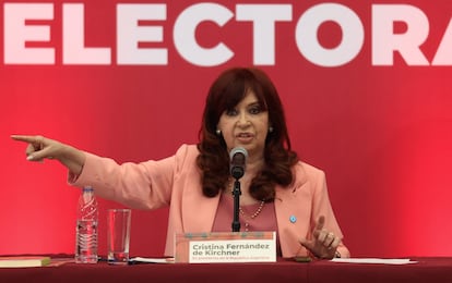 Cristina Fernández de Kirchner ex presidenta de Argentina, durante el seminario "Realidad política y electoral de América Latina" en la Ciudad de México, el 3 de agosto de 2024.