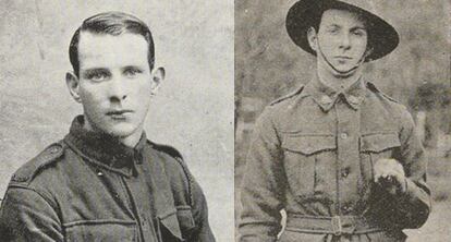 Dos fotograf&iacute;as del soldado Charles Frederick Reid.