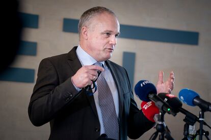 El jefe del operativo de los servicios secretos daneses, Flemming Drejer, durante la rueda de prensa de este jueves.
