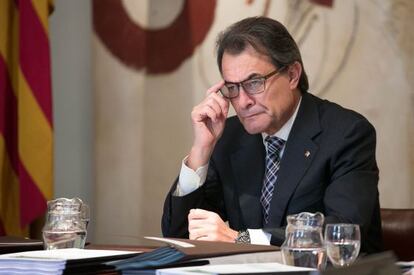 Artur Mas, dimarts passat, a l&#039;inici de la reuni&oacute; de Govern.