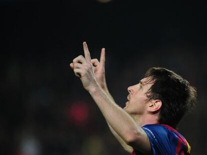 Messi celebra su segundo gol ante el Milan