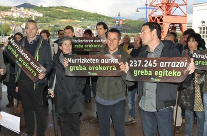 Dirigentes de la izquierda 'abertzale' en apoyo a la huelga del 30-M.
