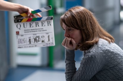 Nagore Aranburu en el rodaje de la serie 'Querer'.
