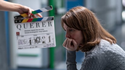 Nagore Aranburu en el rodaje de la serie 'Querer'.