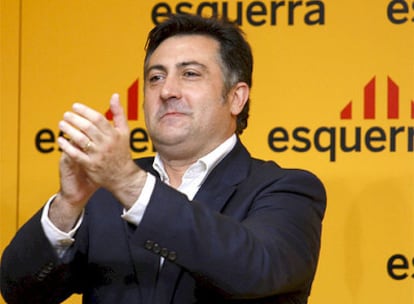 Joan Puigcercós, tras conocer ayer los resultados de las elecciones para elegir al presidente y al secretario general de ERC.