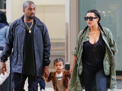 Kanye West, North West y Kim Kardashian esta semana en Los Ángeles.
