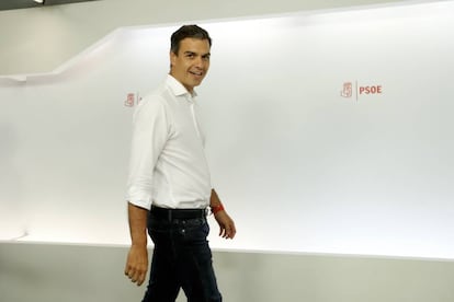 Pedro S&aacute;nchez tras ser reelegido secretario general del PSOE.