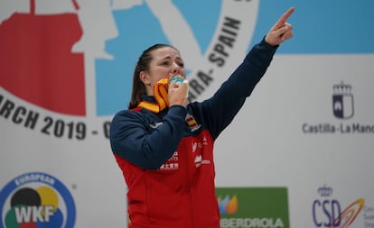 Laura Palacio, tras ganar el oro europeo en kumite +68kg hace un año.