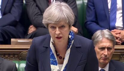 Theresa May, este miércoles en el Parlamento británico.