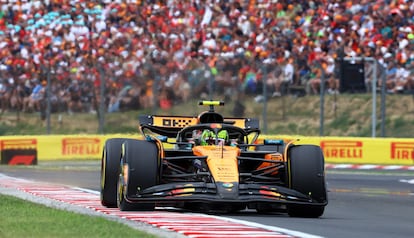 Lando Norris en acción durante la carrera del GP de Hungría este domingo.
