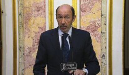 Rubalcaba, la semana pasada en el Congreso.