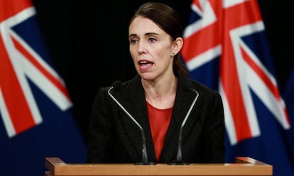 La primera ministra de Nueva Zelanda, Jacinda Ardern, en una rueda de prensa este viernes tras el atentado en Christchurch.