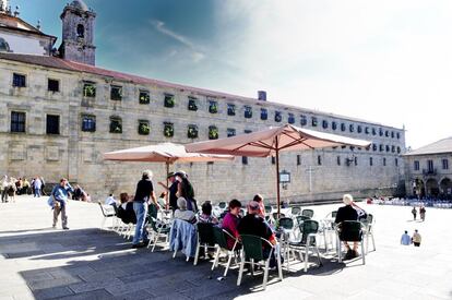 Terraza del Café Literarios, en los alrededores de la catedral.