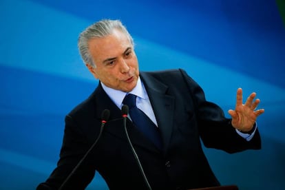 Michel Temer em evento no Palácio do Planalto.