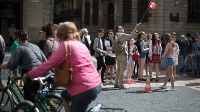 Turistas en Barcelona.