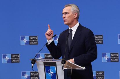 Jens Stoltenberg at NATO headquarters in Brussels on Wednesday.