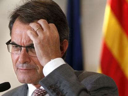 El presidente de la Generalitat, Artur Mas, durante la rueda de prensa que ofreció ayer tras la entrevista con Mariano Rajoy.
