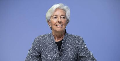 Christine Lagarde, presidenta del BCE, en rueda de prensa en marzo de 2020