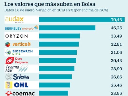 15 cotizadas españolas se disparan más de un 20% en lo que va de año