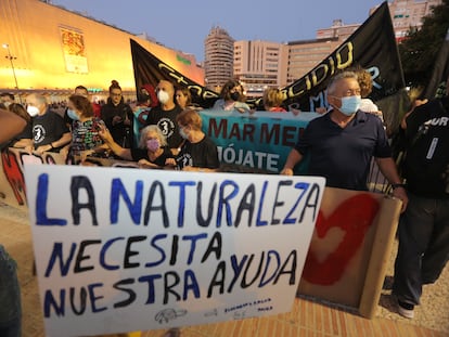Miles de personas se manifiestan hoy en Murcia exigiendo medidas para salvar el mar Menor.