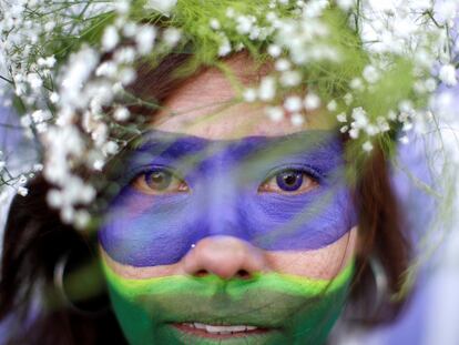 Una manifestante durante la marcha a favor del acceso al aborto legal y seguro el 28 de septiembre en Ciudad de México.