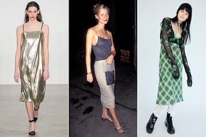 La moda viaja al pasado

Los 90 llevan influyendo en las pasarelas las últimas temporadas en forma de vestidos lenceros, sandalias minimalistas, pinzas en el pelo, estética grunge... Tres pruebas de su influjo: el regreso de Helmut Lang –enseña mítica de la década– con el diseñador Mark Howard al frente, el look de Gwyneth Paltrow en 1998 que podría estar en el moodboard actual de cualquier firma y la reedición de la colección de 1993 de Marc Jacobs para Perry Ellis.