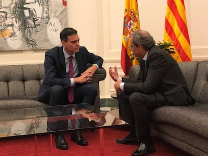 Reunión entre Pedro Sánchez y Quim Torra en Barcelona. Vídeo: Llegada a Pedralbes. 