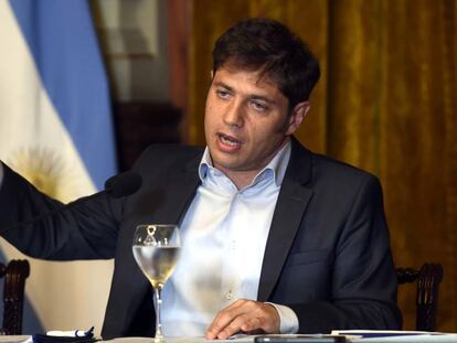 El gobernador de Buenos Aires, Axel Kicillof, durante una rueda de prensa celebrada en enero.
