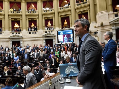 Martín Menem, diputado del partido de Javier Milei, este jueves en la Cámara de Diputados del Congreso argentino.