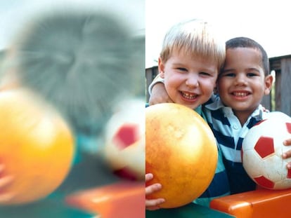 Nueve de los pacientes tratados ten&iacute;an degeneraci&oacute;n macular asociada a la edad. A la izquierda, visi&oacute;n con degeneraci&oacute;n macular, a la derecha, visi&oacute;n normal