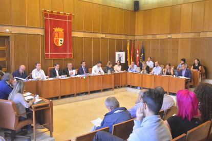 Pleno celebrado este miércoles, en el que se han reprobado a Lazora y Fidere, en una imagen cedida por el Ayuntamiento de Torrejón.