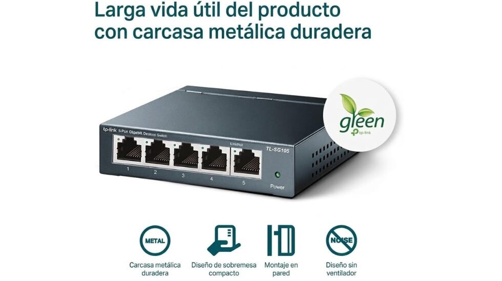 Este conmutador de red posee una tecnología de bajo consumo energético.