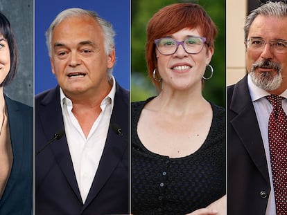 Diana Morant (PSPV-PSOE), Esteban González Pons (PP), Àgueda Micó  (Compromís Sumar) y Carlos Flores (Vox).