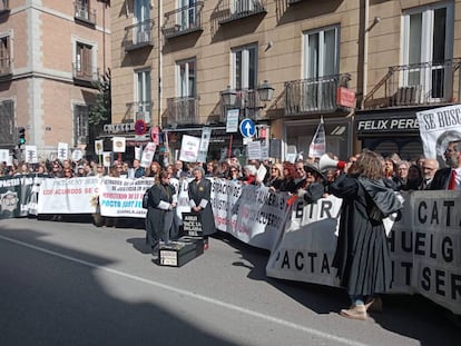 Manifestación de letrados de la Administración de Justicia en Madrid este jueves 9 de marzo de 2023.