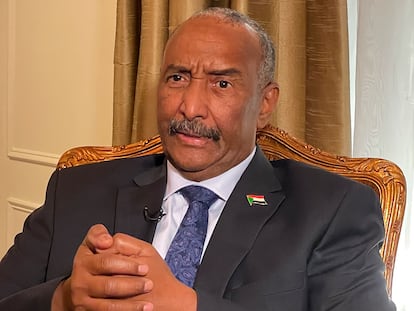 Sudan's General Abdel-Fattah Burhan answers questions during an interview, on Sept. 22, 2022, in New York