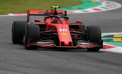 Charles Leclerc, durante la clasificación en el Gran Premio de Italia.