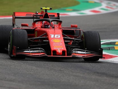 Charles Leclerc, durante la clasificación en el Gran Premio de Italia.