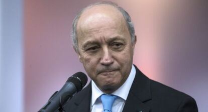 El ministro franc&eacute;s de Exteriores, Laurent Fabius, en la Cumbre del Clima.
 