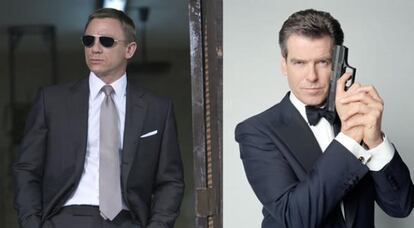 Daniel Craig, con traje de Tom Ford, y Pierce Brosnan, de esmoquin de Bioni