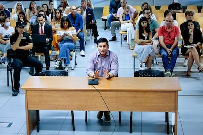 El autor confeso de la desaparición de la joven Marta Calvo y supuesto asesino de otras dos mujeres, Jorge Ignacio Palma, durante su declaración ayer miércoles en la Audiencia de Valencia.