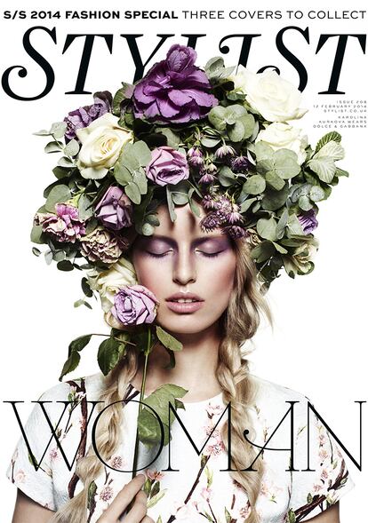 Karolina Kurkova en la portada del número de febrero de 2013 de la revista Stylist.