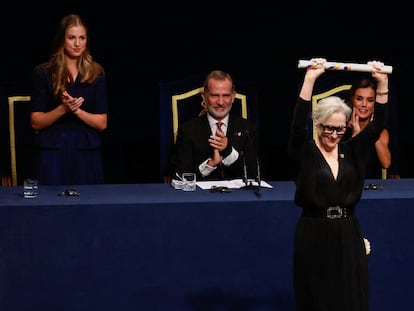 La actriz estadounidense Meryl Streep, premio Princesa de Asturias de las Artes, durante la gala de este viernes.