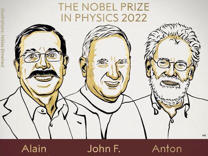Los galardonados con el Nobel de Fisica 2022 Alain Aspect, John Clauser y Anton Zeilinger.
