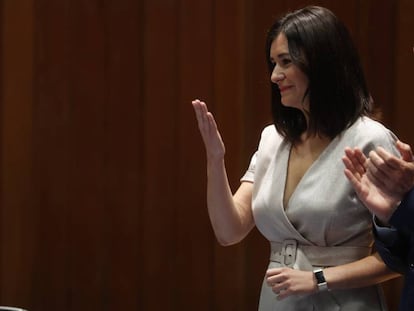 Carmen Montón, durante la toma de posesión de su sucesora el pasado 13 de septiembre.