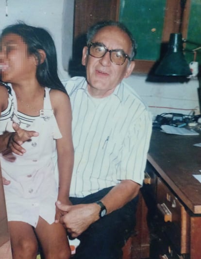 Lucho Roma with a girl in Charagua, in his room in the house owned by the Jesuit Order.