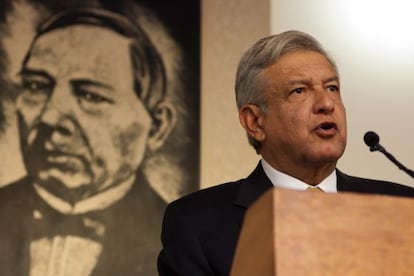 Imagen de la rueda de prensa de L&oacute;pez Obrador.