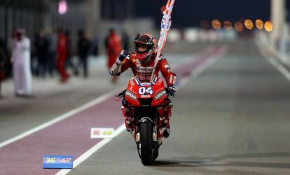 Andrea Dovizioso, tras su victoria en Qatar, este domingo.